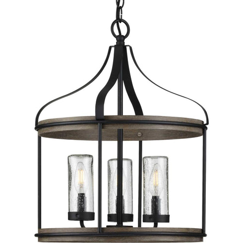 Progress Brenham P500235 031 3 60 Watt CAND PENDANT in Matte Black Finish Model: P500235-031