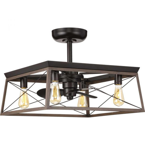 Progress Briarwood P250067 020 WB 4 Light 22IN CEILING FAN in Antique Bronze Finish Model: P250067-020-WB
