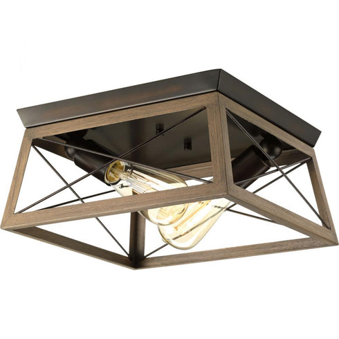 Progress Briarwood P350039 020 2 60 Watt MED FLUSH MOUNT in Antique Bronze Finish Model: P350039-020