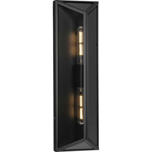 Progress Bristol Collection Two Light Black Modern Farmhouse Large Outdoor Wall Lantern in Matte Black Finish Model: P560360-31M
