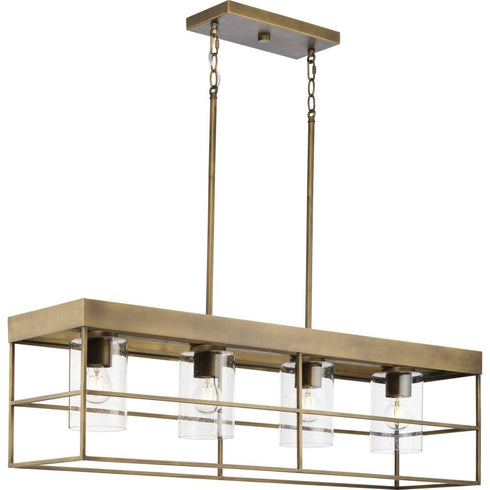 Progress Burgess P400312 196 4 Light LINEAR CHANDELIER in Aged Bronze Finish Model: P400312-196