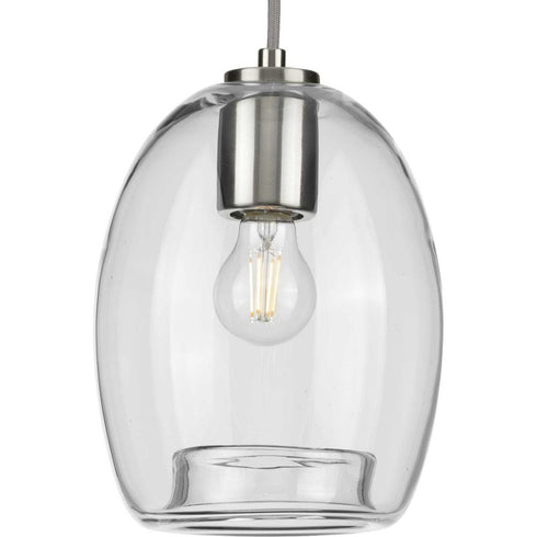 Progress Caisson P500159 009 1 60 Watt MED MINI PENDANT in Brushed Nickel Finish Model: P500159-009