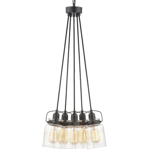 Progress Calhoun Collection Five Light Chandelier in Brushed Nickel Finish Model: P400133-009