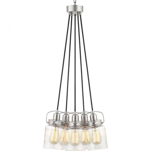 Progress Calhoun Collection Five Light Chandelier in Brushed Nickel Finish Model: P400133-009