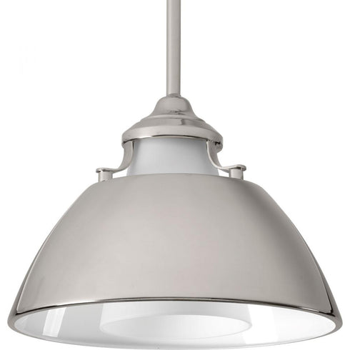 Progress Carbon P500013 104 1 100 Watt MED PENDANT in Polished Nickel Finish Model: P500013-104