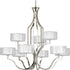 Progress Caress Collection Nine Light in Polished Nickel Clear Water Glass Luxe Chandelier Light Model: P4646-104WB