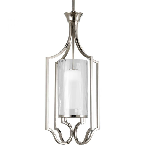 Progress Caress Collection One Light Small Foyer Pendant in Polished Nickel Finish Model: P3946-104