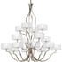 Progress Caress Collection Sixteen Light in Polished Nickel Clear Water Glass Luxe Chandelier Light Model: P4685-104WB