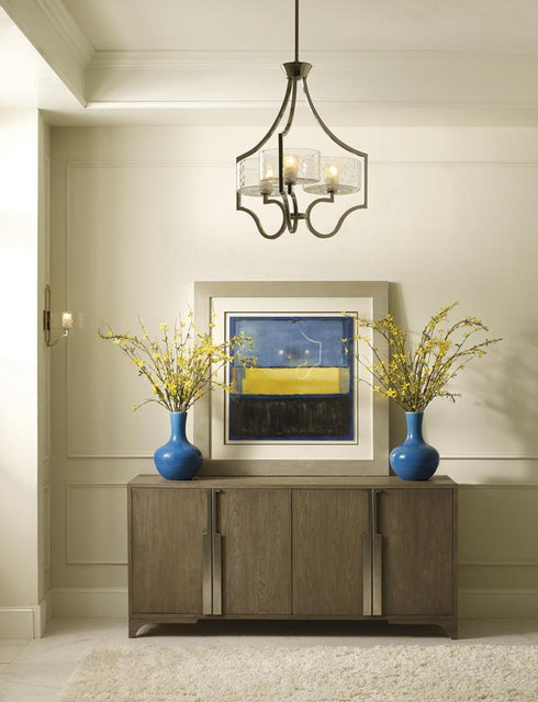 Progress Caress Collection Three Light in Polished Nickel Clear Water Glass Luxe Chandelier Light Model: P4644-104WB
