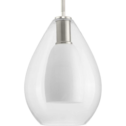 Progress Carillon Collection One Light in Brushed Nickel Contemporary Pendant Model: P500438-009