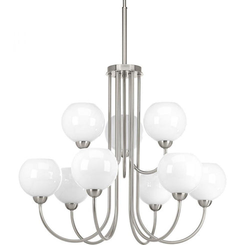 Progress Carisa Nine Light Chandelier in Brushed Nickel Finish Model: P400061-009