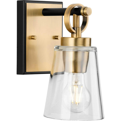 Progress Cassell Collection One Light in Brushed Nickel Matte Black Luxe Industrial Bath & Vanity Light Model: P300480-009