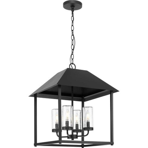 Progress Chapel P550131 031 4 Light PENDANT in Textured Black Finish Model: P550131-031