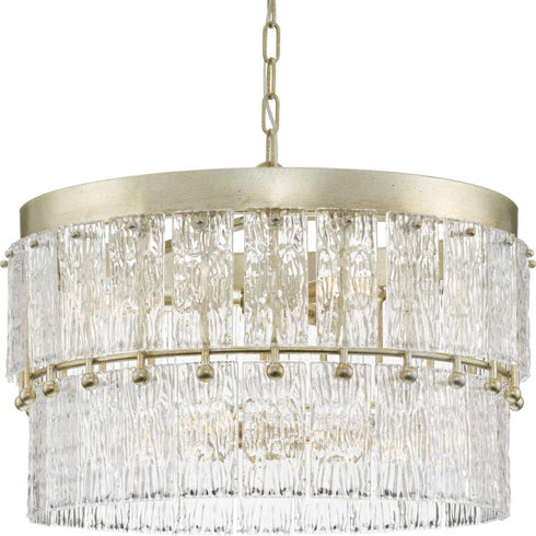 Progress Chevall Collection Six Light in Gilded Silver Modern Organic Chandelier Model: P400367-176