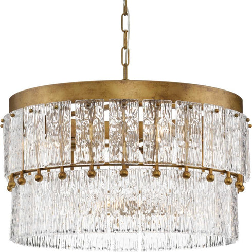 Progress Chevall Collection Six Light in Gilded Silver Modern Organic Chandelier Model: P400367-176