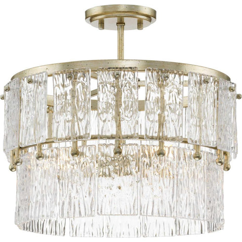 Progress Chevall Collection Three Light in Gilded Silver Modern Organic Pendant Model: P500443-176