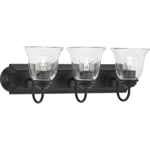 Progress Clear Glass P300391 009 3 Light VANITY in Brushed Nickel Finish Model: P300391-009