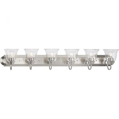Progress Clear Glass P300394 009 6 Light VANITY in Brushed Nickel Finish Model: P300394-009