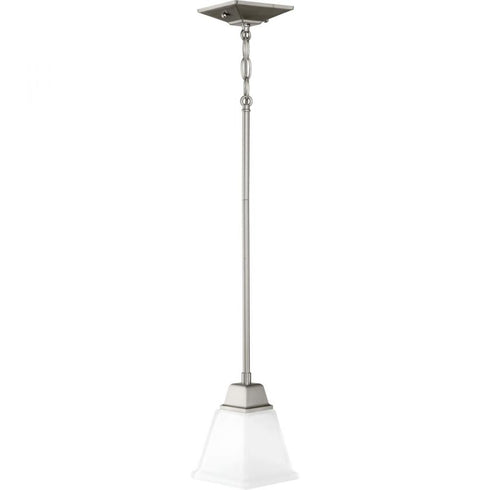Progress Clifton Heights P500125 009 1 100 Watt MED MINI PENDANT in Brushed Nickel Finish Model: P500125-009