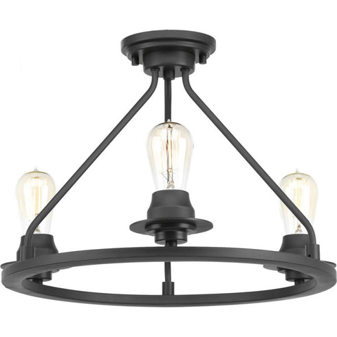 Progress Debut P350036 009 3 60 Watt MED SEMI FLUSH CONV in Brushed Nickel Finish Model: P350036-009