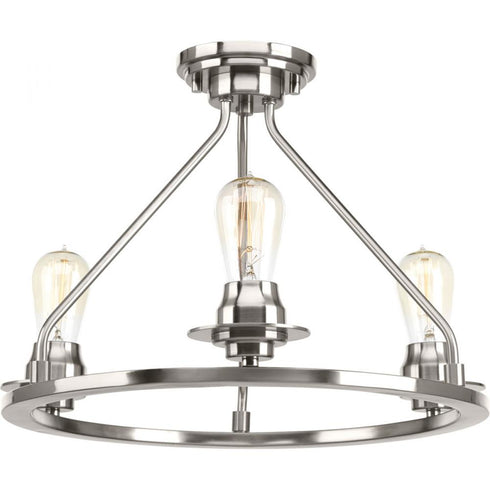 Progress Debut P350036 009 3 60 Watt MED SEMI FLUSH CONV in Brushed Nickel Finish Model: P350036-009