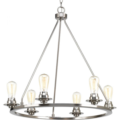Progress Debut P400015 009 6 60 Watt MED CHANDELIER in Brushed Nickel Finish Model: P400015-009