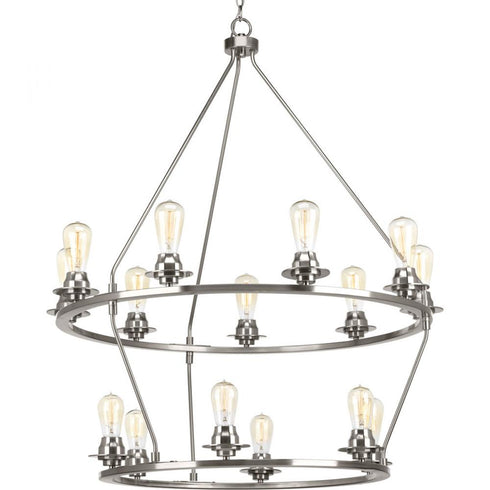Progress Debut P400017 009 15 60 Watt MED CHANDELIER in Brushed Nickel Finish Model: P400017-009