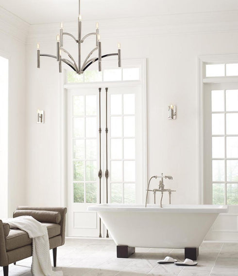 Progress Draper Collection Nine Light in Polished Nickel Luxe Chandelier Light Model: P4719-104