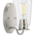 Progress Durrell Collection One Light in Brushed Nickel Clear Glass Coastal Bath Vanity Light Model: P300261-009