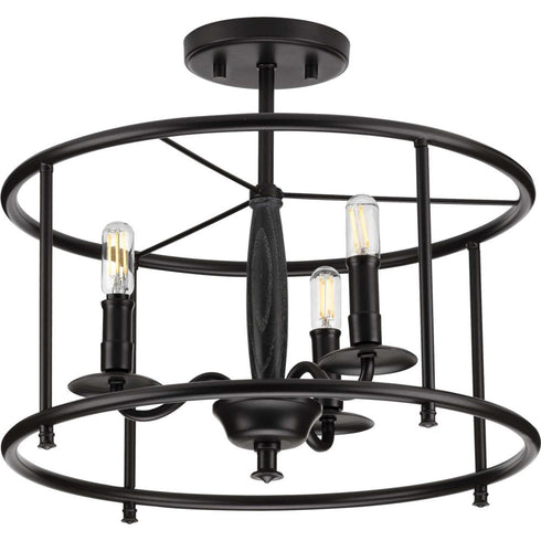 Progress Durrell P350150 009 3 60 Watt CAND SEMI FLUSH CONV in Brushed Nickel Finish Model: P350150-009