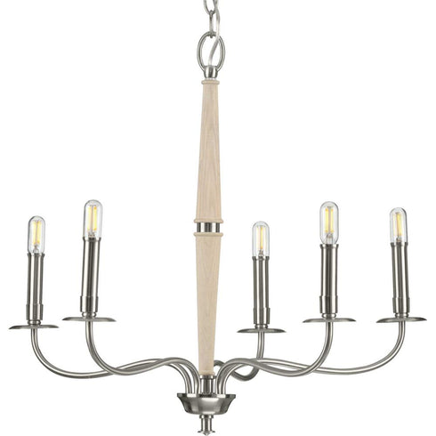 Progress Durrell P400199 009 5 60 Watt CAND CHANDELIER in Brushed Nickel Finish Model: P400199-009