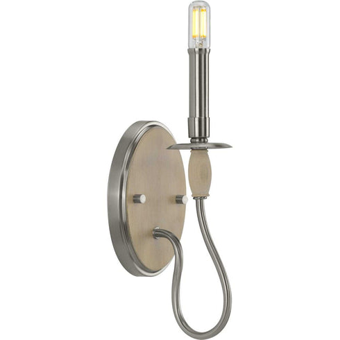 Progress Durrell P710074 009 1 60 Watt CAND WALL BRACKET in Brushed Nickel Finish Model: P710074-009