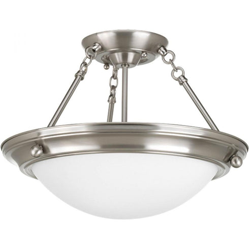 Progress Eclipse P3567 09 2 100W MED SEMI FLUSH in Brushed Nickel Finish Model: P3567-09