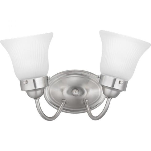Progress Economy Fluted Glass P3288 09 2 100 Watt MED BATH BRKT in Brushed Nickel Finish Model: P3288-09