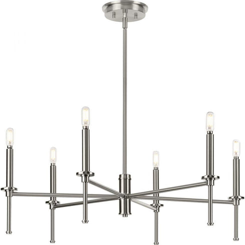 Progress Elara P400294 009 6 60 Watt CAND CHANDELIER in Brushed Nickel Finish Model: P400294-009