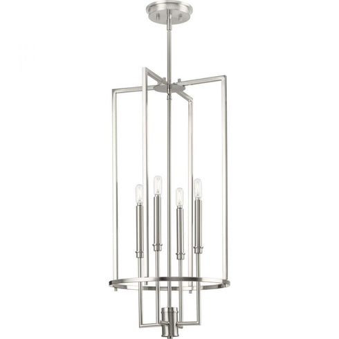 Progress Elara P500363 009 4 60 Watt CAND FOYER in Brushed Nickel Finish Model: P500363-009