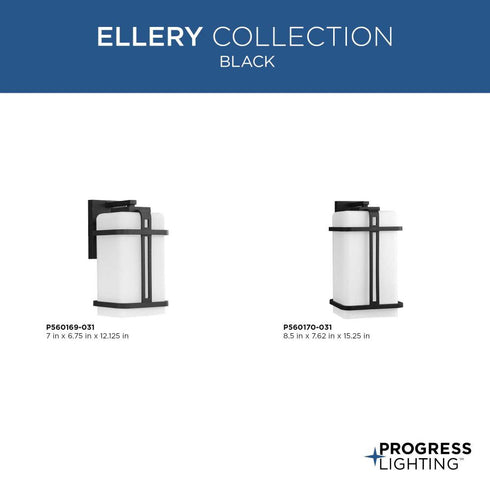 Progress Ellery Collection One Light in Black Modern Farmhouse Large Outdoor Wall Lantern Model: P560170-031