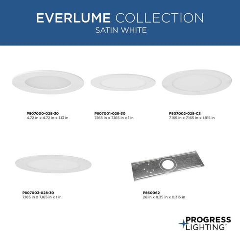 Progress Everlume P807002 028 CS 6IN EDGELIT LED TRIM CCT in Satin White Finish Model: P807002-028-CS