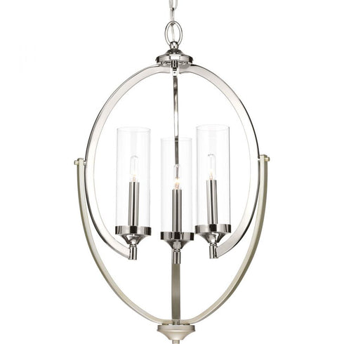 Progress Evoke Collection Three Light in Antique Bronze Clear Glass Luxe Chandelier Light Model: P400024-020