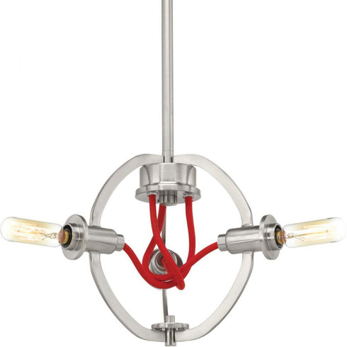 Progress Fermi Three Light Pendant in Brushed Nickel Finish Model: P500044-009