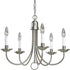Progress Five Light P4008 09 5 60 Watt CAND CHAND in Brushed Nickel Finish Model: P4008-09