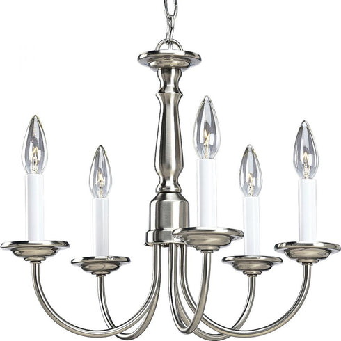 Progress Five Light P4009 09 5 60 Watt CAND CHAND in Brushed Nickel Finish Model: P4009-09