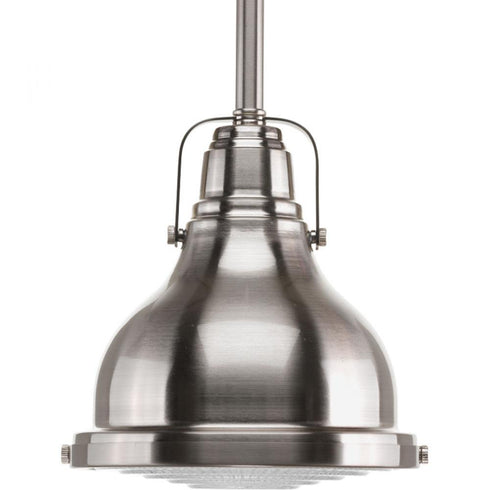 Progress Fresnel Lens P5050 09 1 40 Watt MED MINI PENDANT in Brushed Nickel Finish Model: P5050-09