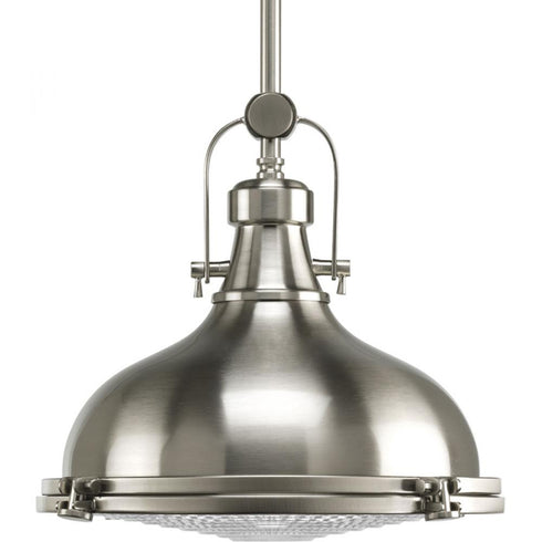 Progress Fresnel Lens P5188 09 1 100 Watt MED PENDANT in Brushed Nickel Finish Model: P5188-09
