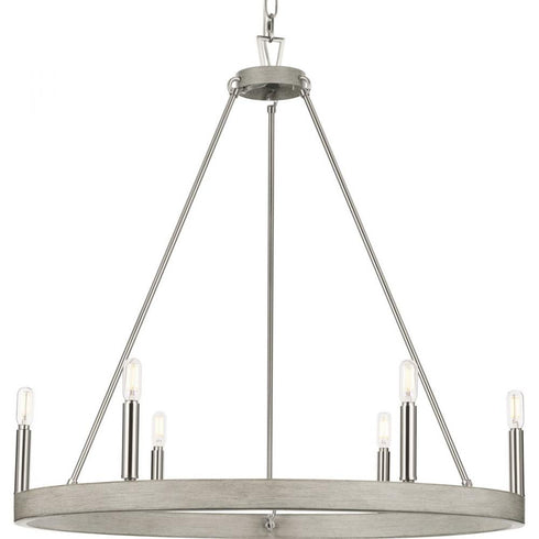 Progress Galloway P400302 009 6 Light CHANDELIER in Brushed Nickel Finish Model: P400302-009