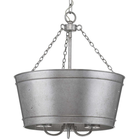 Progress Galveston Collection Galvanized Three Light Outdoor Pendant in Galvanized Finish Finish Model: P500227-141