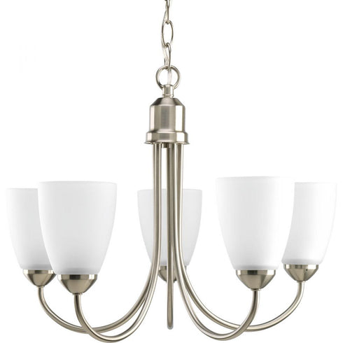 Progress Gather P4441 09 5 100 Watt MED CHANDELIER in Brushed Nickel Finish Model: P4441-09