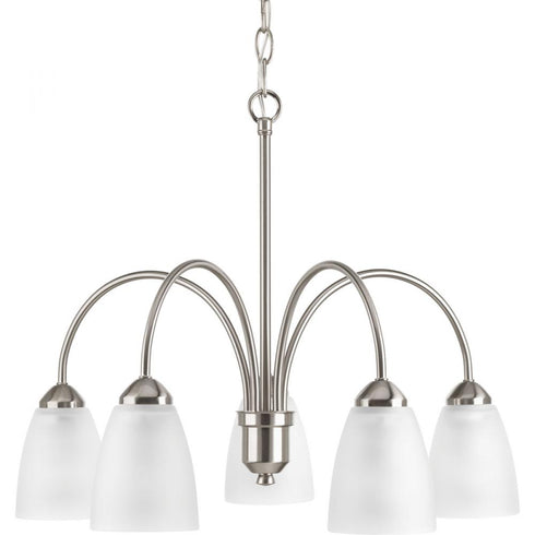 Progress Gather P4735 09 5 100 Watt MED CHANDELIER in Brushed Nickel Finish Model: P4735-09