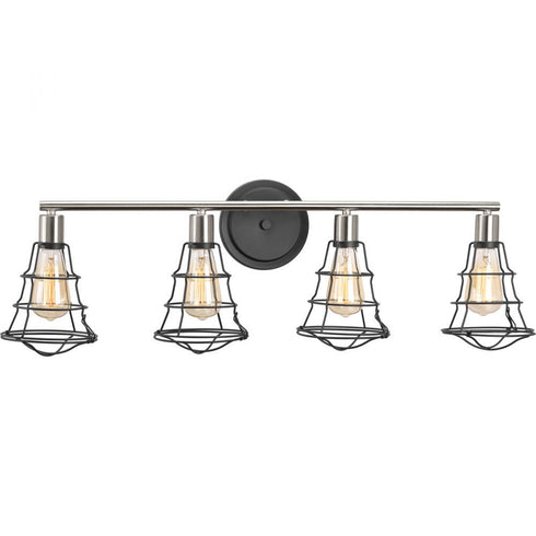 Progress Gauge Collection Four Light in Graphite Farmhouse Bath Vanity Light Model: P300031-143