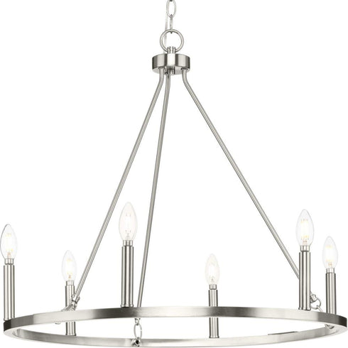 Progress Gilliam P400313 009 6 Light CHANDELIER in Brushed Nickel Finish Model: P400313-009